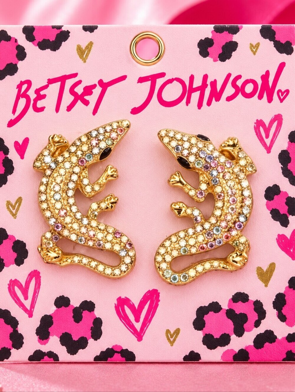BETSEY JOHNSON JEWEL CROCODILE EARRINGS